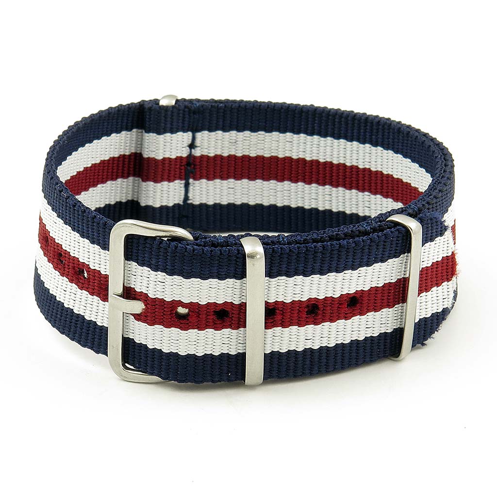 NATO Strap Navy / White / Burgundy