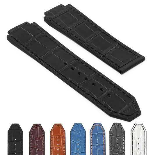 DASSARI S4 Croc Embossed Leather & Rubber Strap for Hublot Big Bang