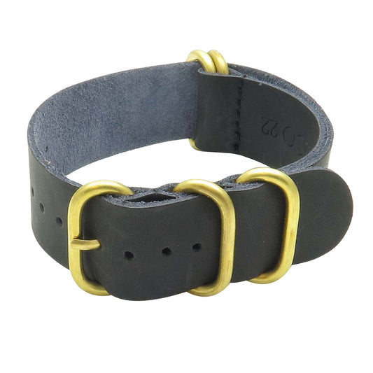 Leather NATO Strap with 5 Bronze Rings