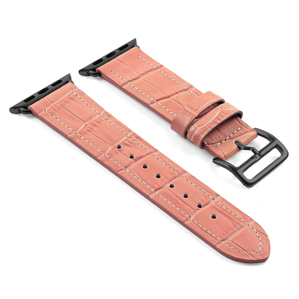 DASSARI Croc Embossed Leather Strap w/ Black Buckle for Apple Watch