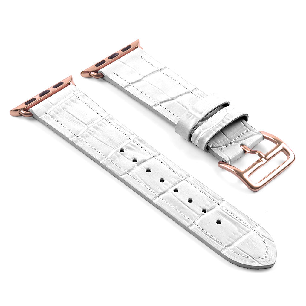 DASSARI Croc Embossed Leather Strap w/ Rose Gold Buckle for Apple Watch