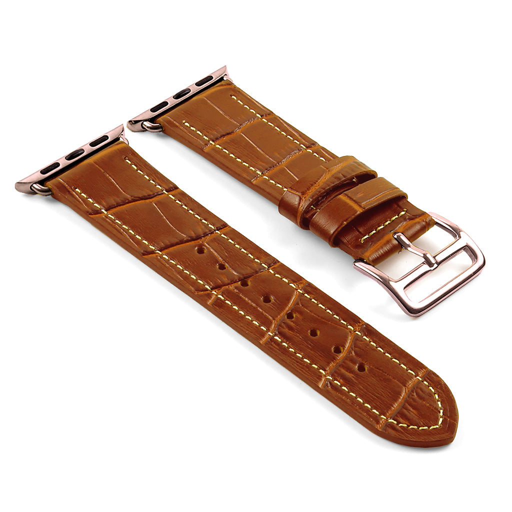 DASSARI Croc Embossed Leather Strap w/ Rose Gold Buckle for Apple Watch