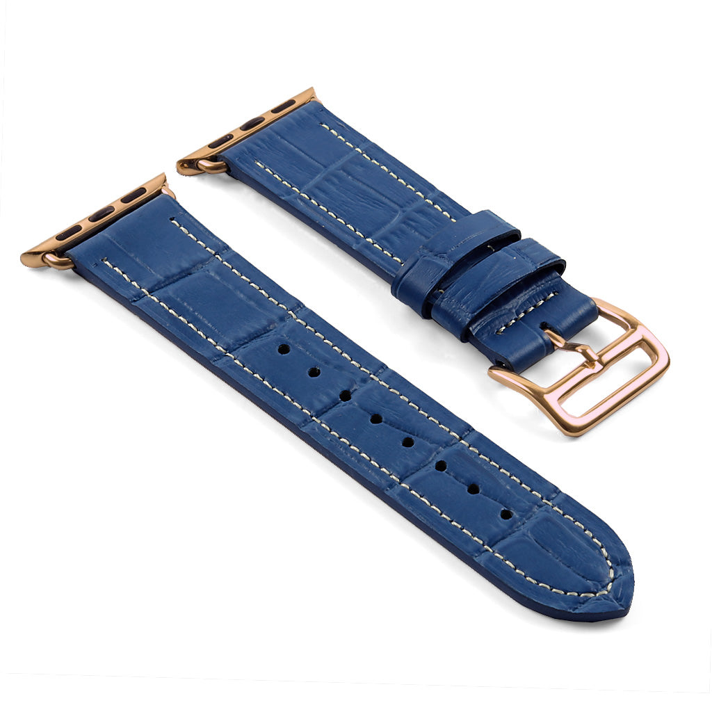 DASSARI Croc Embossed Leather Strap w/ Rose Gold Buckle for Apple Watch