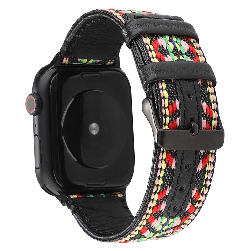 Embroidered Leather Strap for Apple Watch
