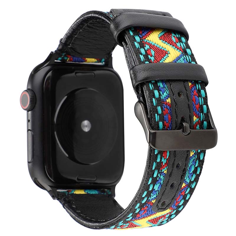 Embroidered Leather Strap for Apple Watch