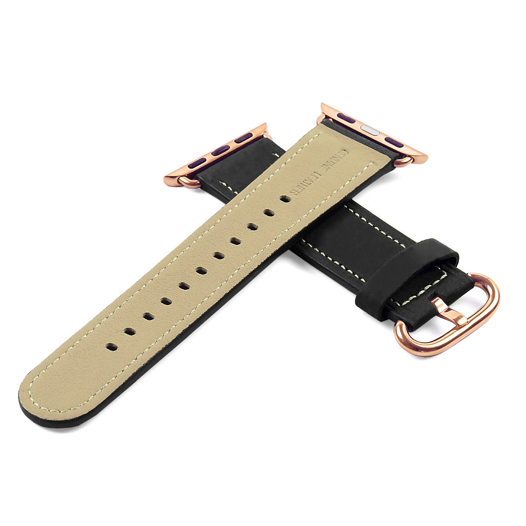 DASSARI Distressed Leather Strap for Apple Watch w/ Rose Gold Buckle