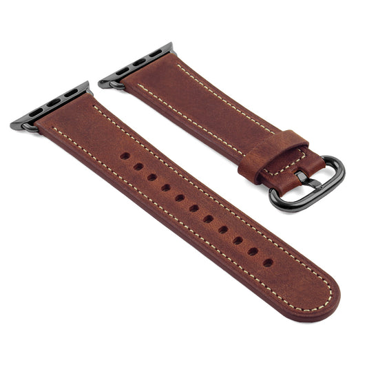 DASSARI Distressed Leather Strap for Apple Watch w/ Matte Buckle