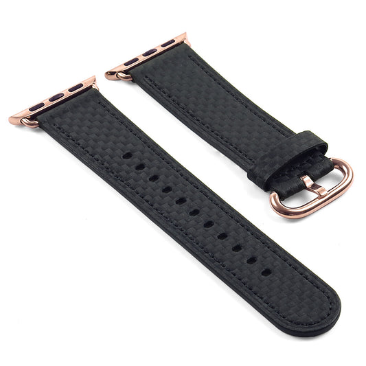 DASSARI Carbon Fiber Strap for Apple Watch w/ Rose Gold Buckle