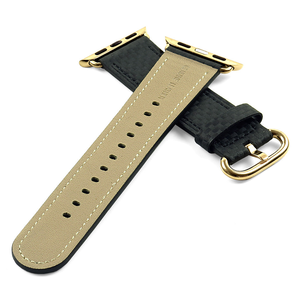 DASSARI Carbon Fiber Strap for Apple Watch w/ Rose Gold Buckle