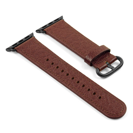DASSARI Textured Finish Leather Strap w/ Black Buckle For Apple Watch
