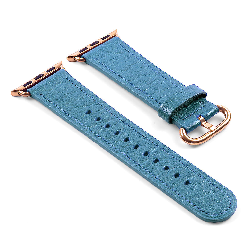 DASSARI Textured Finish Leather Strap w/ Rose Gold Buckle For Apple