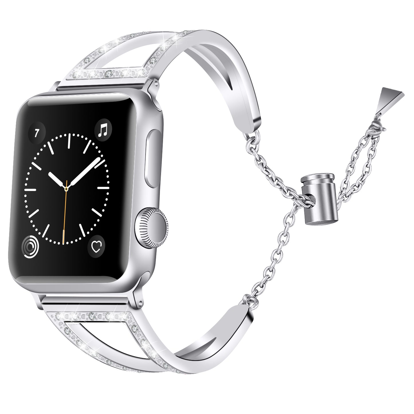 Stainless Steel Cuff Bracelet with Rhinestones for Apple Watch