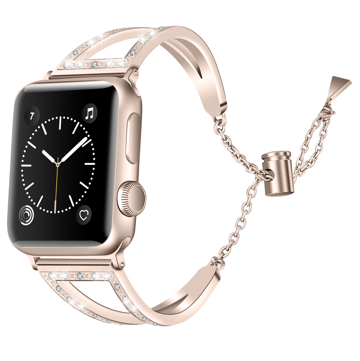 Stainless Steel Cuff Bracelet with Rhinestones for Apple Watch