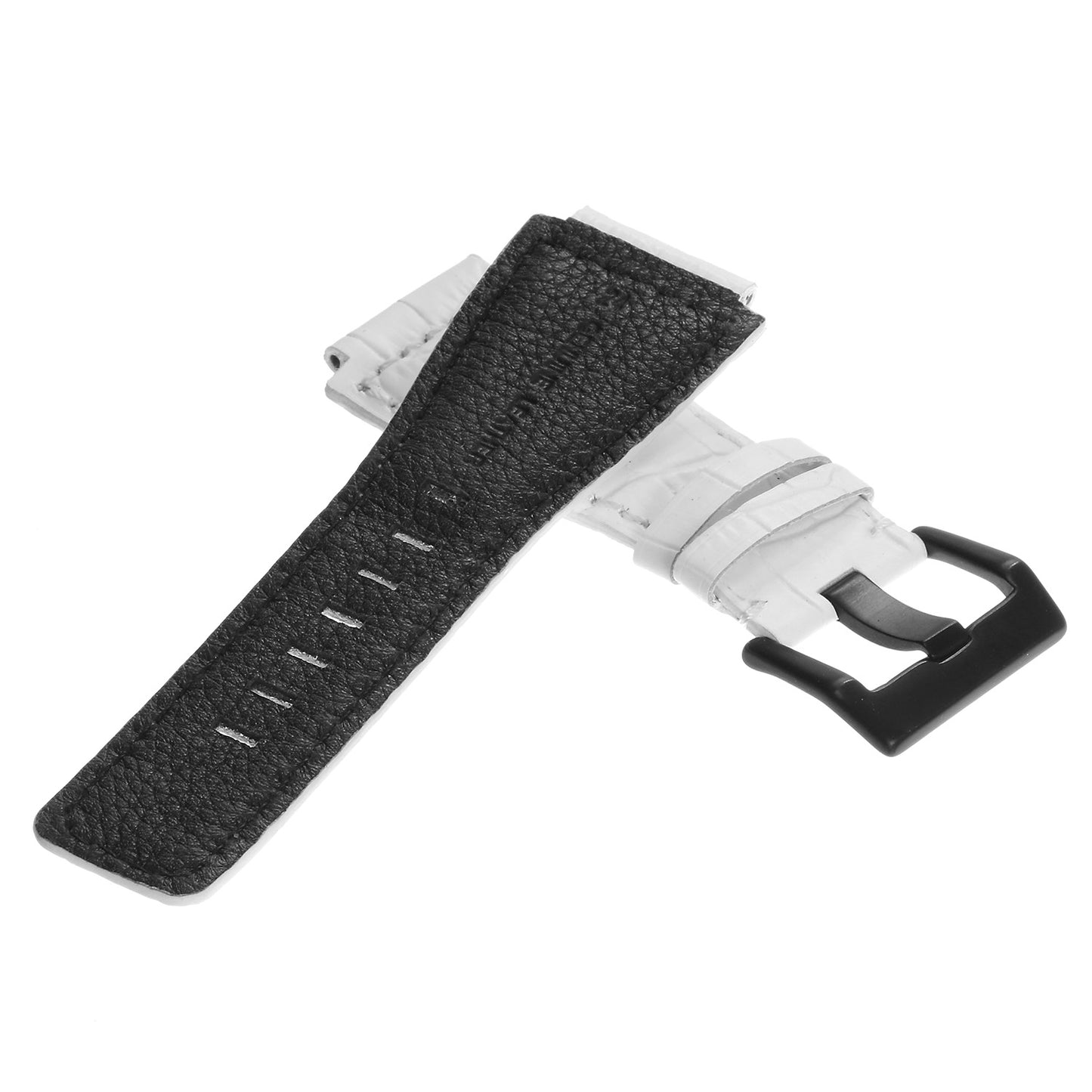 DASSARI Croc Embossed Leather Strap for Bell & Ross w Matte Black Buckle
