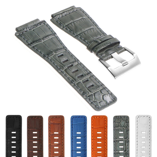 DASSARI Croc Embossed Leather Strap for Bell & Ross