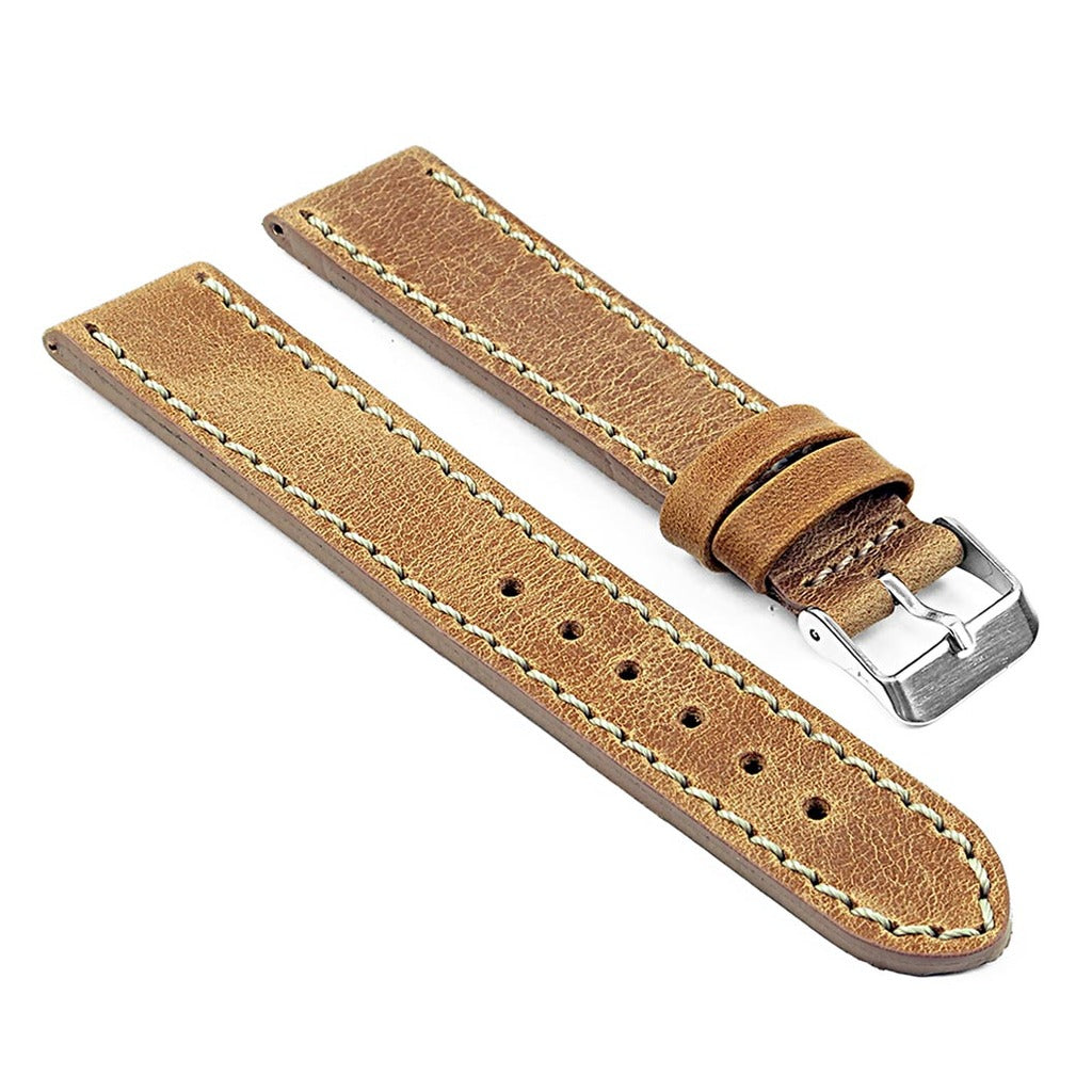 Faded Leather Strap with White Contrasting Stitching