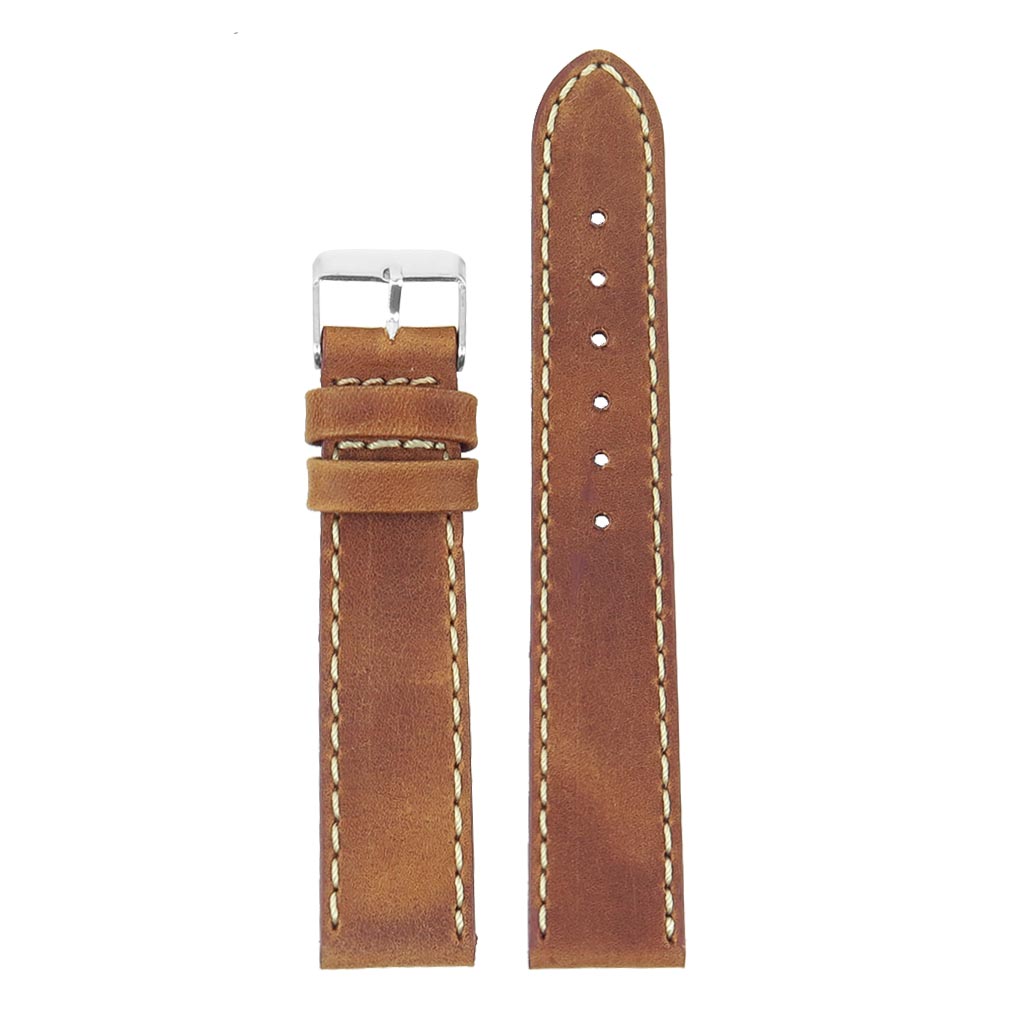 Faded Leather Strap with White Contrasting Stitching