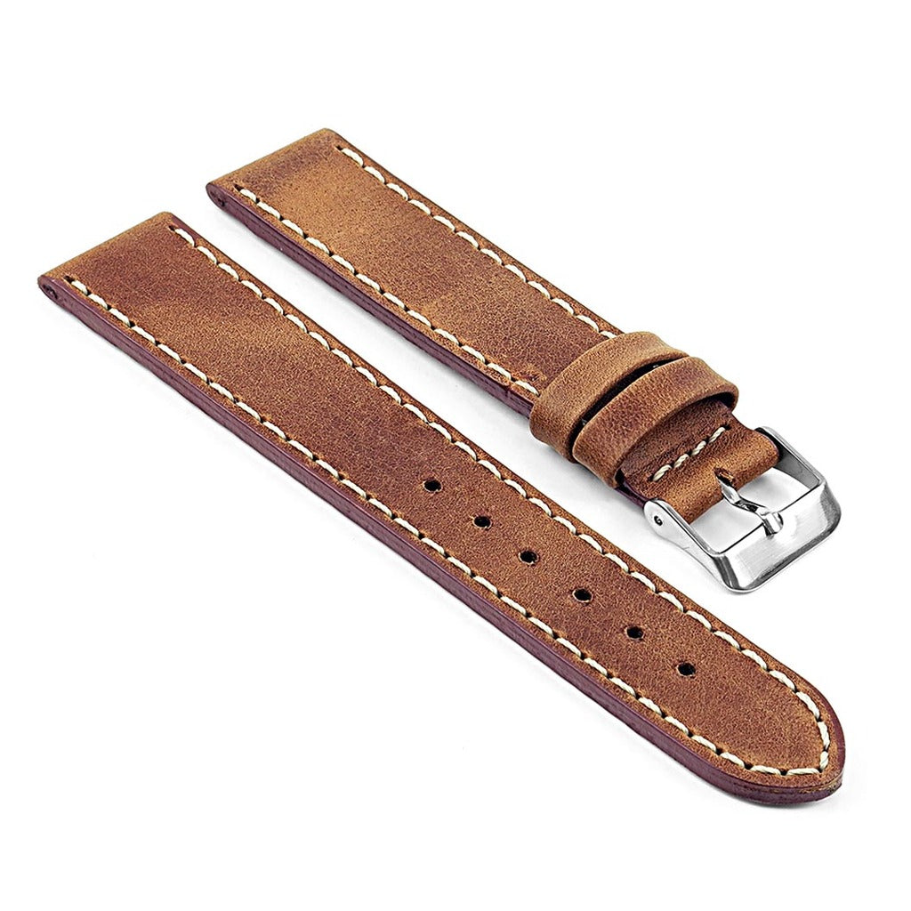 Faded Leather Strap with White Contrasting Stitching