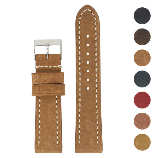 24mm Vintage Leather Smart Watch Strap (Short, Standard, Long)