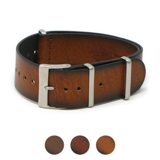 DASSARI Woodland II Vintage Leather NATO Strap