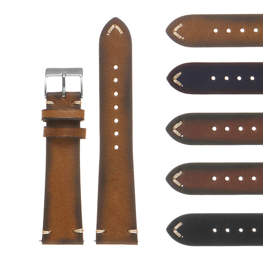 DASSARI Regal II Vintage Leather Quick Release Strap w/ Hand Sewn Stitching