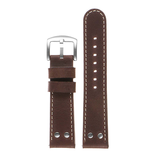 DASSARI Vintage Leather Pilot Strap w/ Rivets for Suunto 7