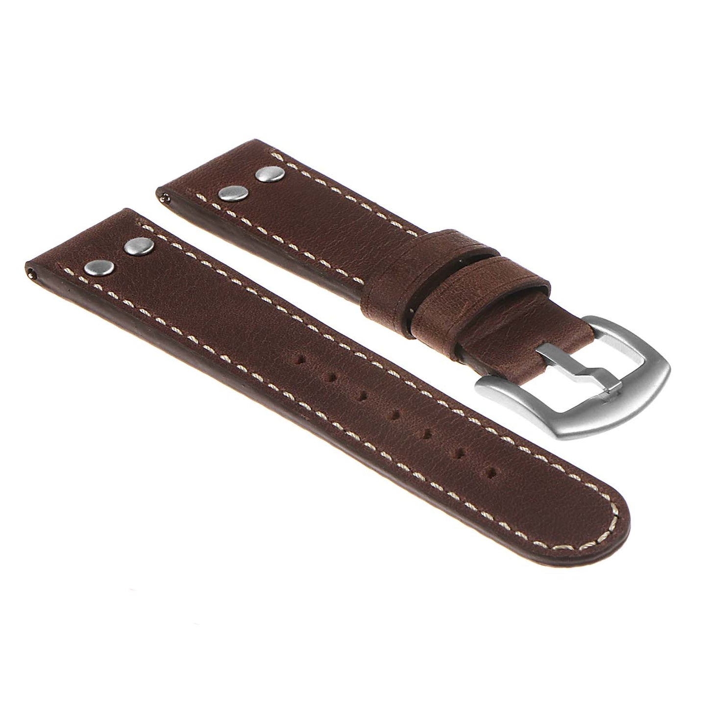 DASSARI Vintage Leather Pilot Strap w/ Rivets for Fitbit Versa 3