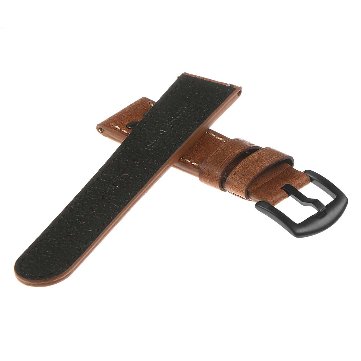 DASSARI Vintage Leather Pilot Watch Band w/ Matte Black Rivets for Apple Watch