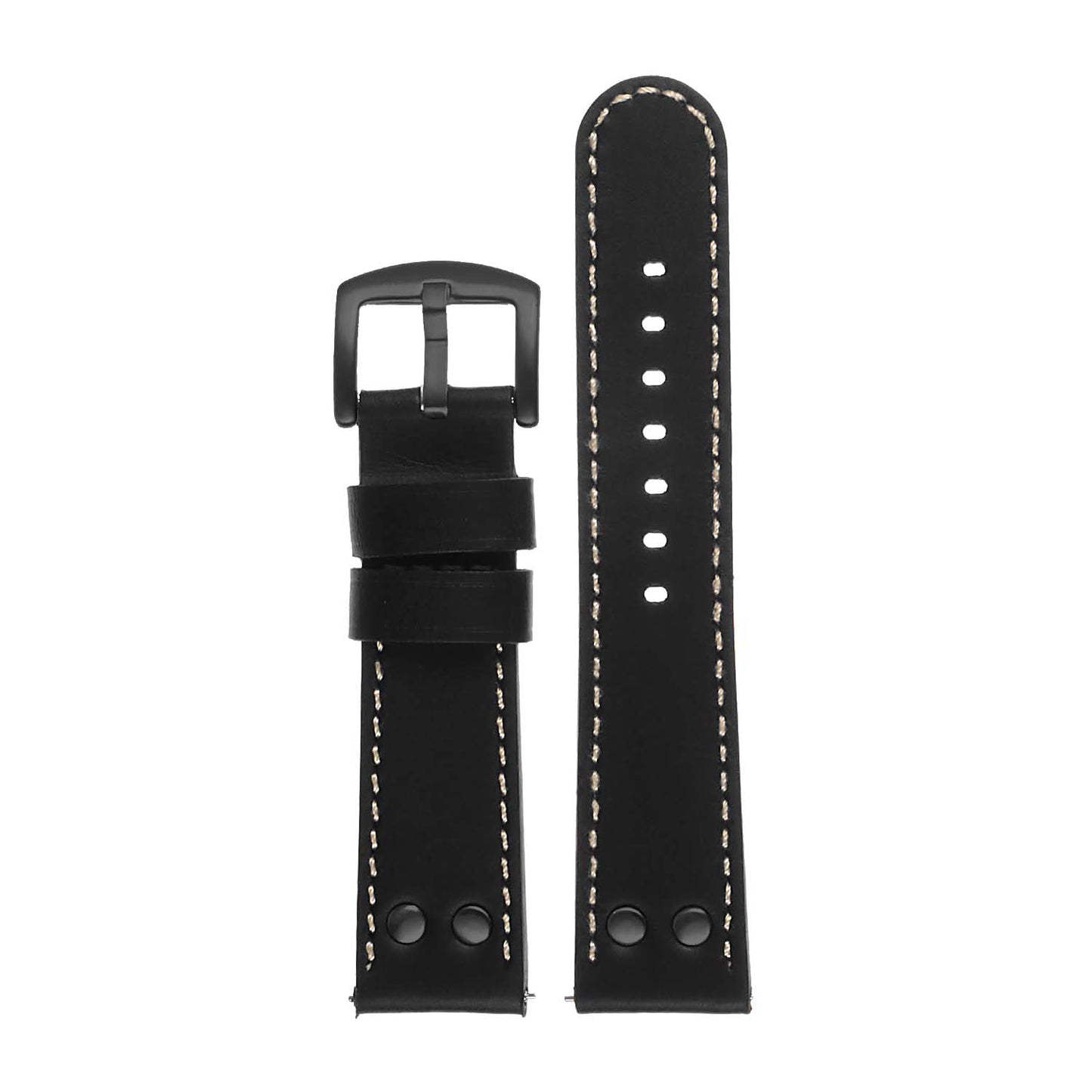 DASSARI Pilot Leather Watch Band w/ Matte Black Rivets