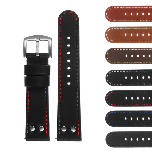 Dassari Leather Pilot Watch Strap with Rivets