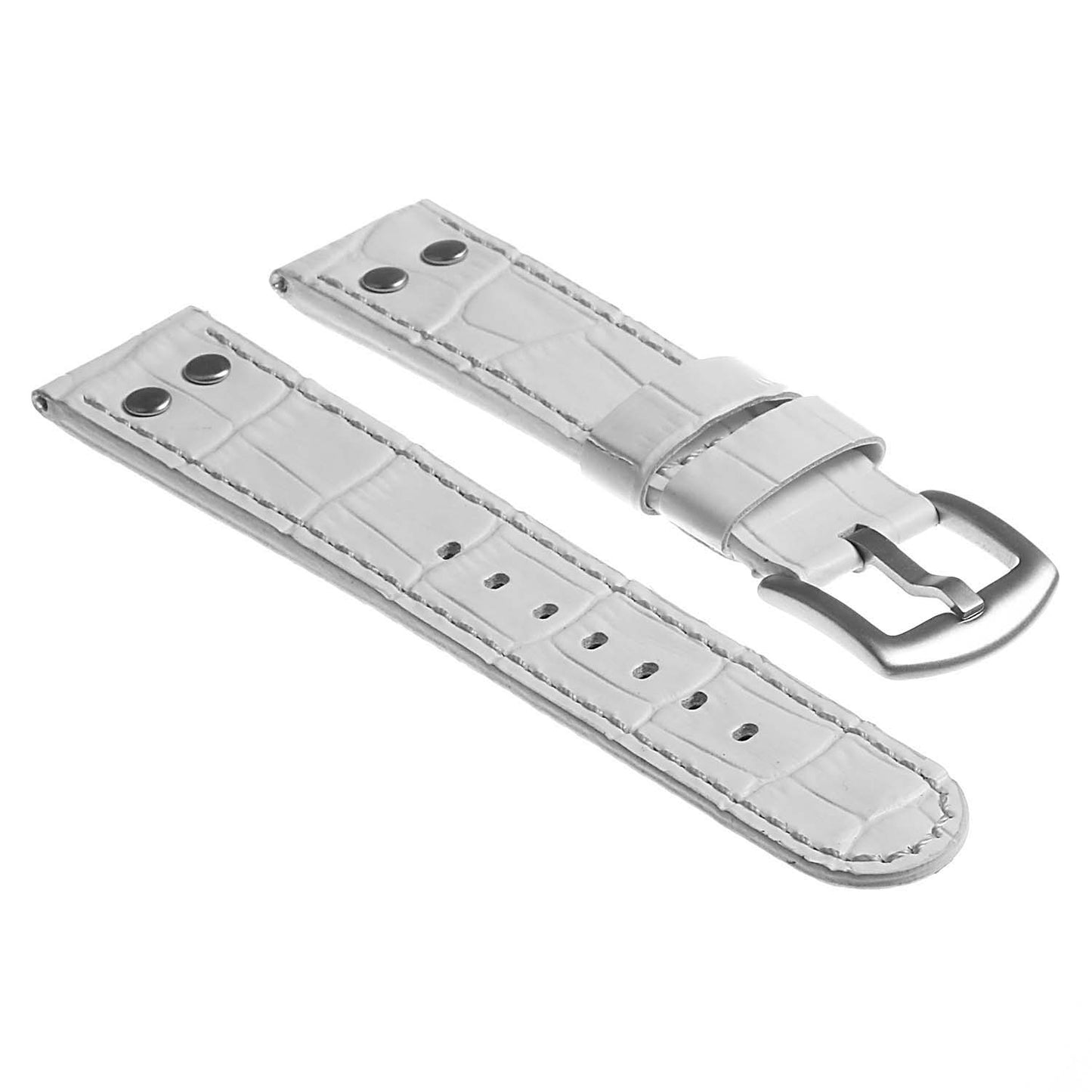 DASSARI Croc Embossed Leather Pilot Watch Band w/ Rivets for Apple Watch