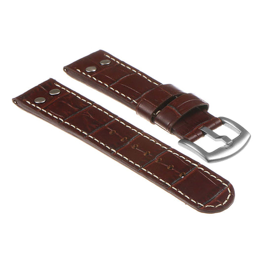 DASSARI Croc Embossed Leather Pilot Watch Band for Samsung Galaxy Watch