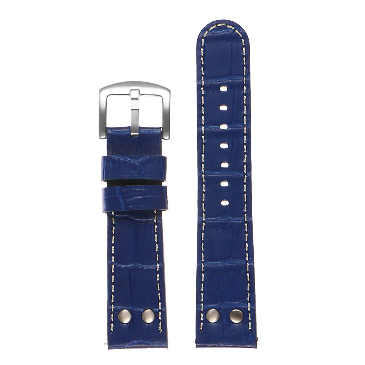 DASSARI Croc Embossed Leather Pilot Watch Band w/ Rivets for Apple Watch