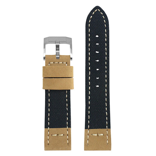 DASSARI Canvas & Leather Strap Black 20mm