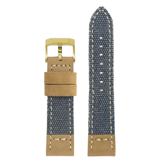 DASSARI Canvas & Leather Strap Blue 20mm