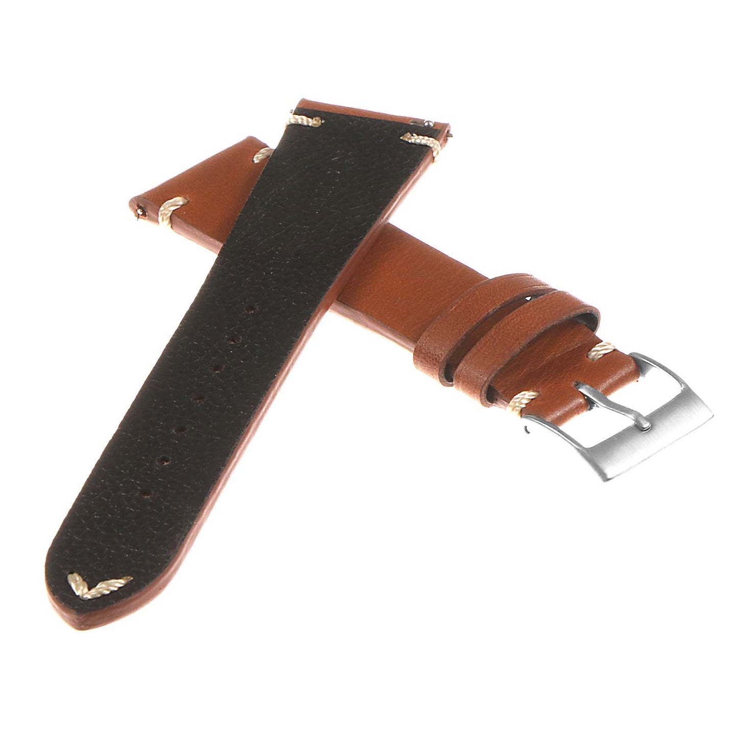 DASSARI Hand-Stitched Classic Leather Watch Strap for Fitbit Sense