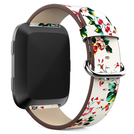 Leather Strap w/ Peonies for Fitbit Versa & Versa 2