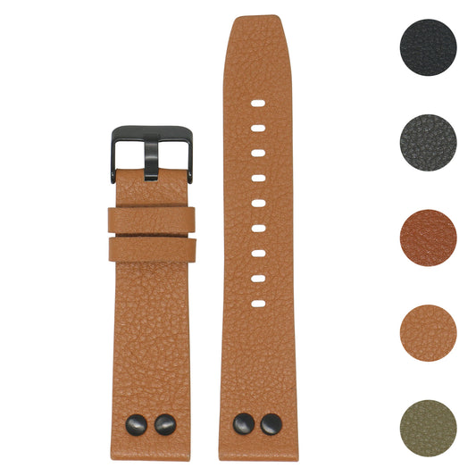 23mm Textured Leather Watch Band Strap w/ Rivets
