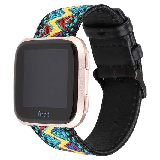 Embroidered Leather Strap for Fitbit Versa & Versa 2