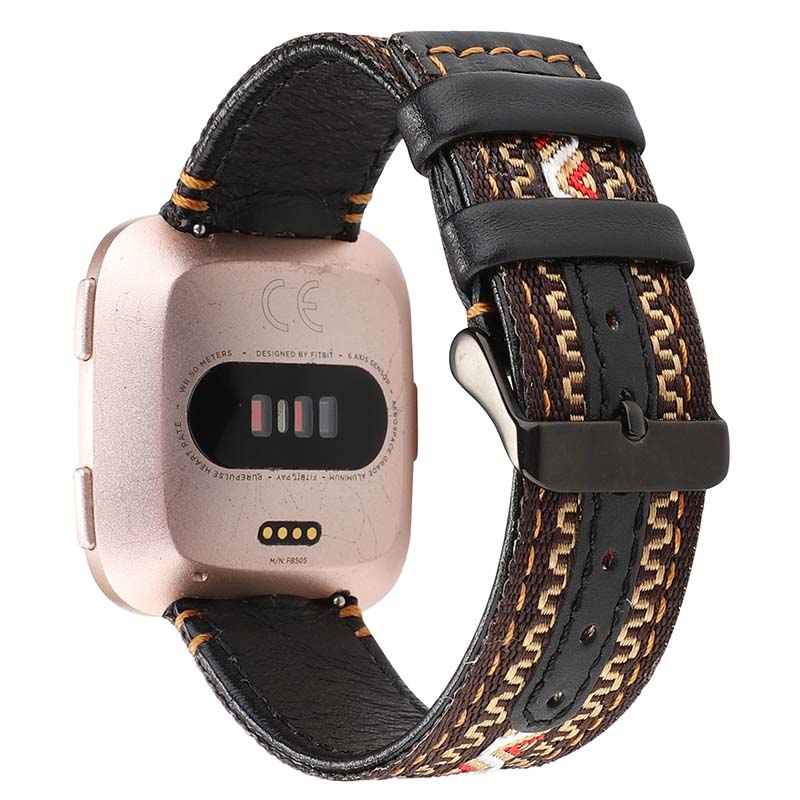 Embroidered Leather Strap for Fitbit Versa & Versa 2