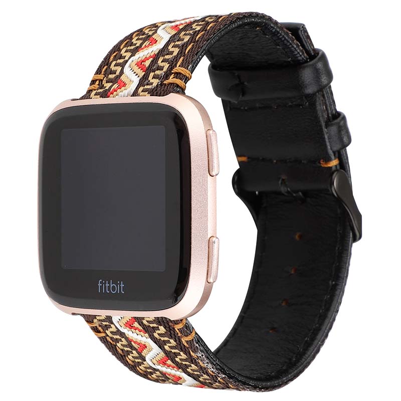 Embroidered Leather Strap for Fitbit Versa & Versa 2