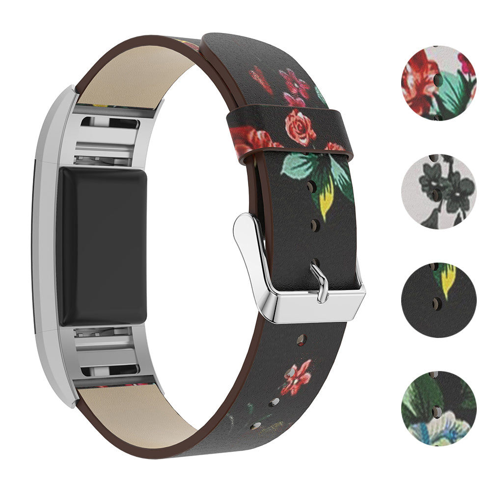 Leather Strap w/ Peonies for Fitbit Versa & Versa 2