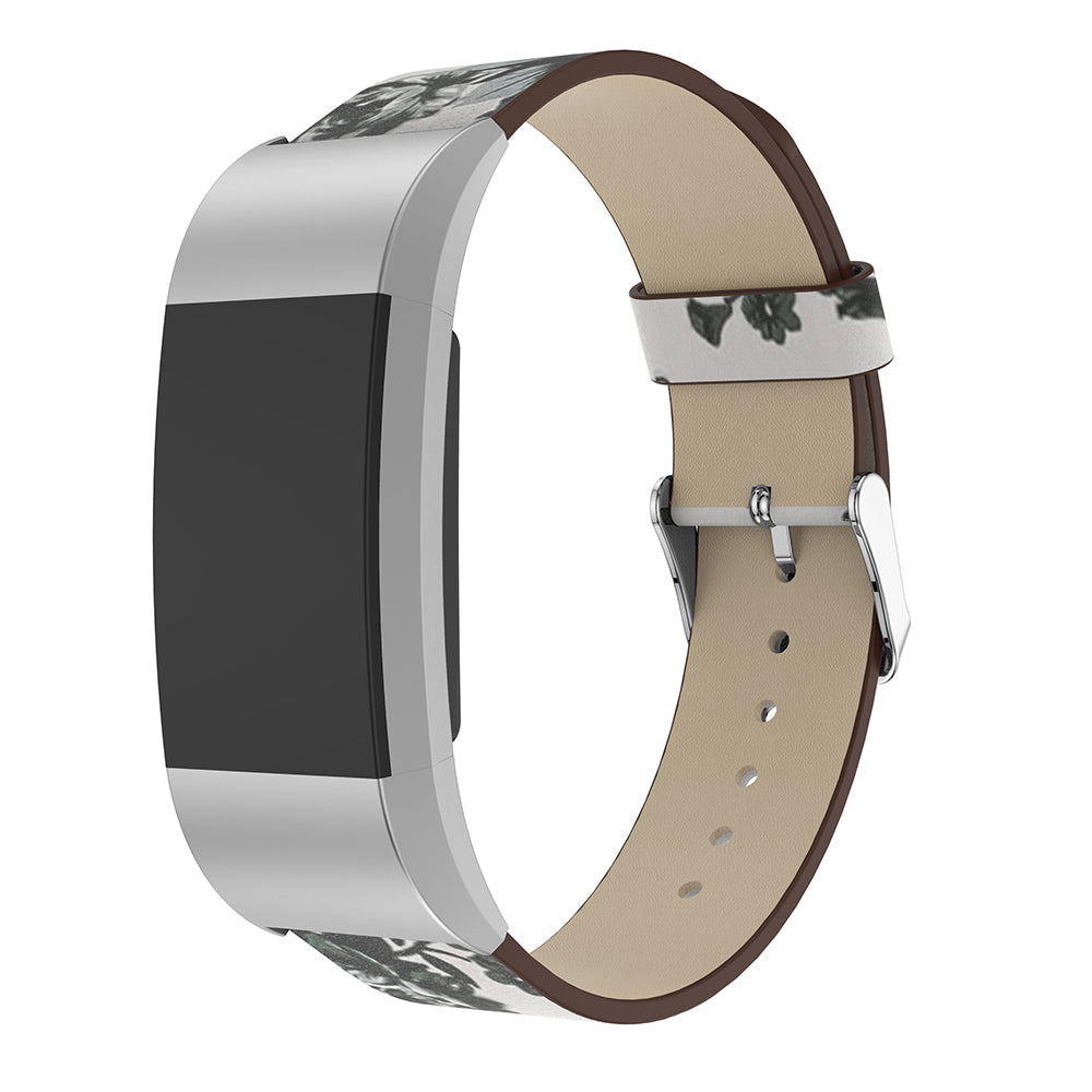 Leather Strap with Peonies for Fitbit Charge 2