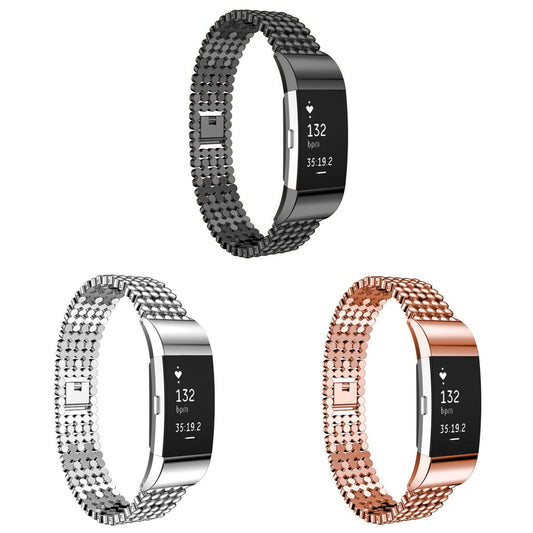 Beaded Stainless Steel Watch Band for Fitbit Charge 2