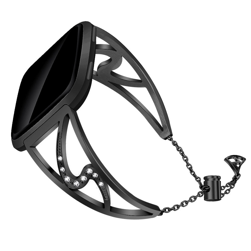 Stainless Steel Adjustable Bracelet with Rhinestone Embossed Ornamentation for Fitbit Versa & Versa 2