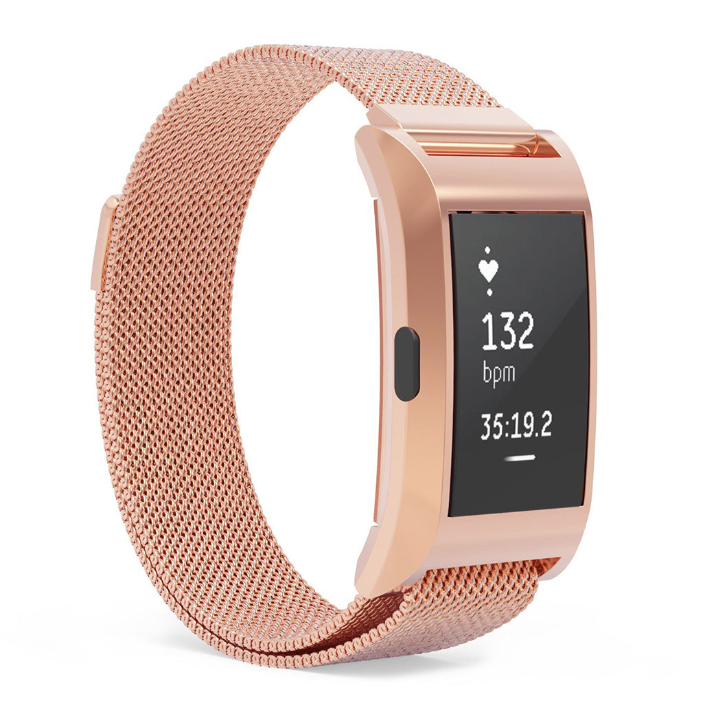 Milanese Mesh Strap with Protective Case for Fitbit Charge 2