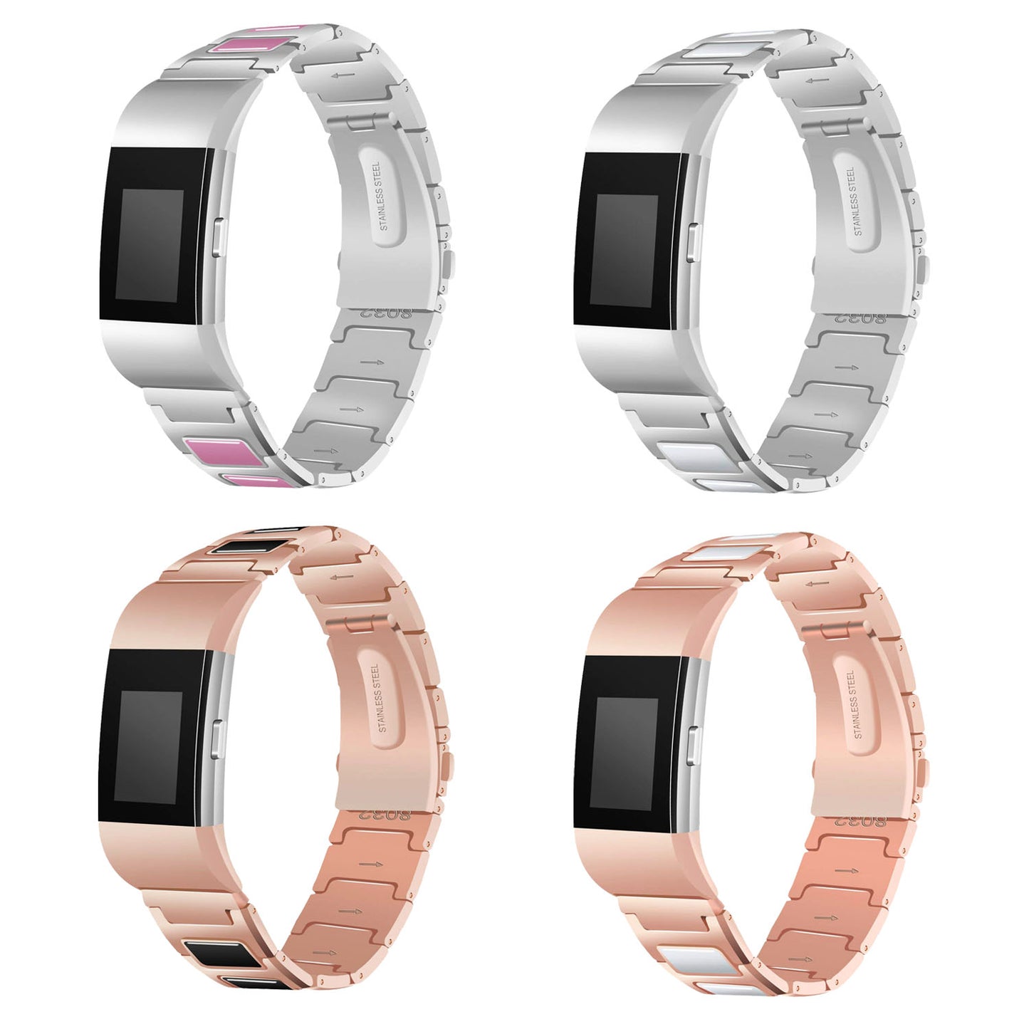 Stainless Steel Ceramic Strap for Fitbit Charge 2