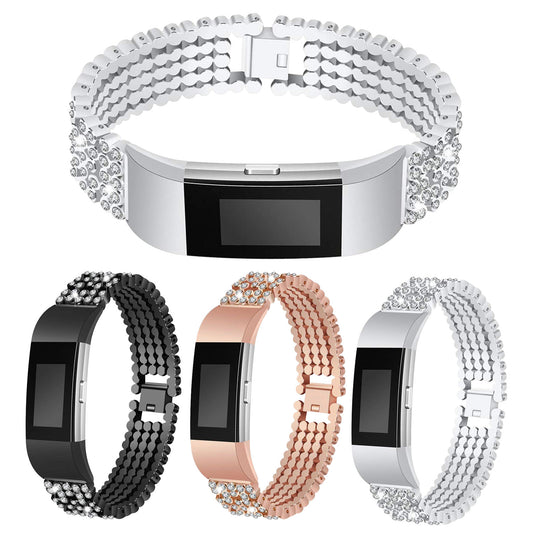 Metal Rhinestone Bracelet for Fitbit Charge 2