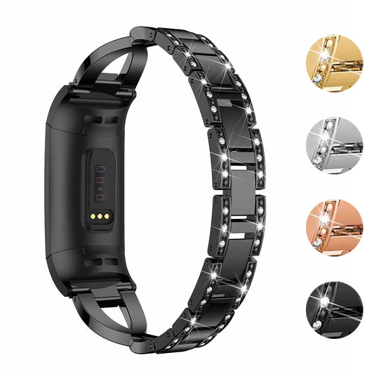 Alloy Strap w/ Rhinestones for Fitbit Charge 3 & Charge 4