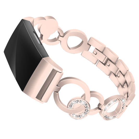 Alloy Bracelet w/ Rhinestones for Fitbit Charge 3 & Charge 4